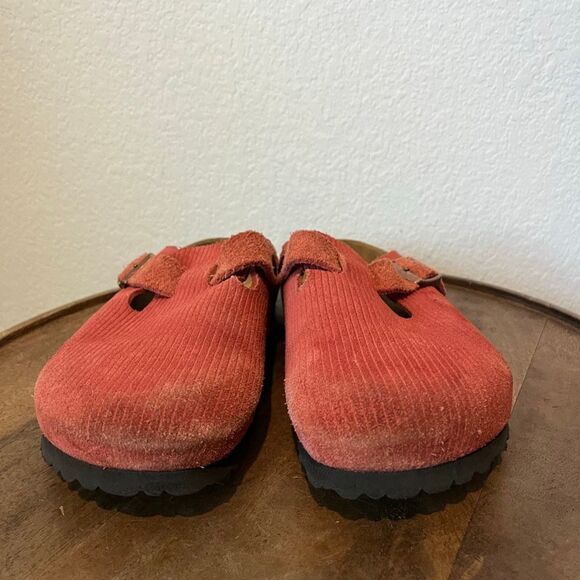 Birkenstock Sienna Red Suede Boston Corduroy Slide Clogs Shoes Women's Size 9 - Picture 2 of 11